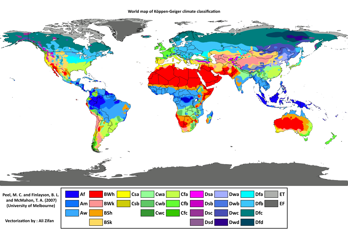 Interactive Map of Geography of the Köppen Climate Classification 